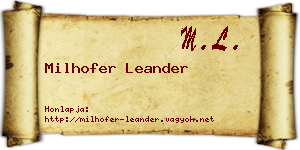 Milhofer Leander névjegykártya